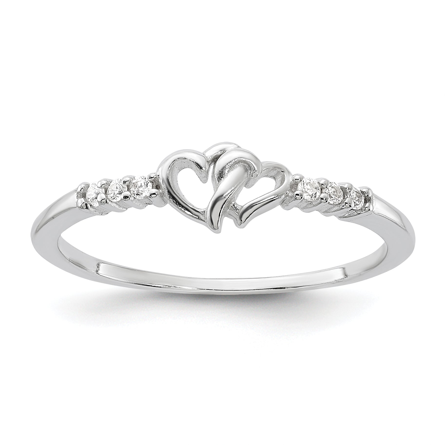 Sterling Silver E-coated CZ Heart Ring Main image