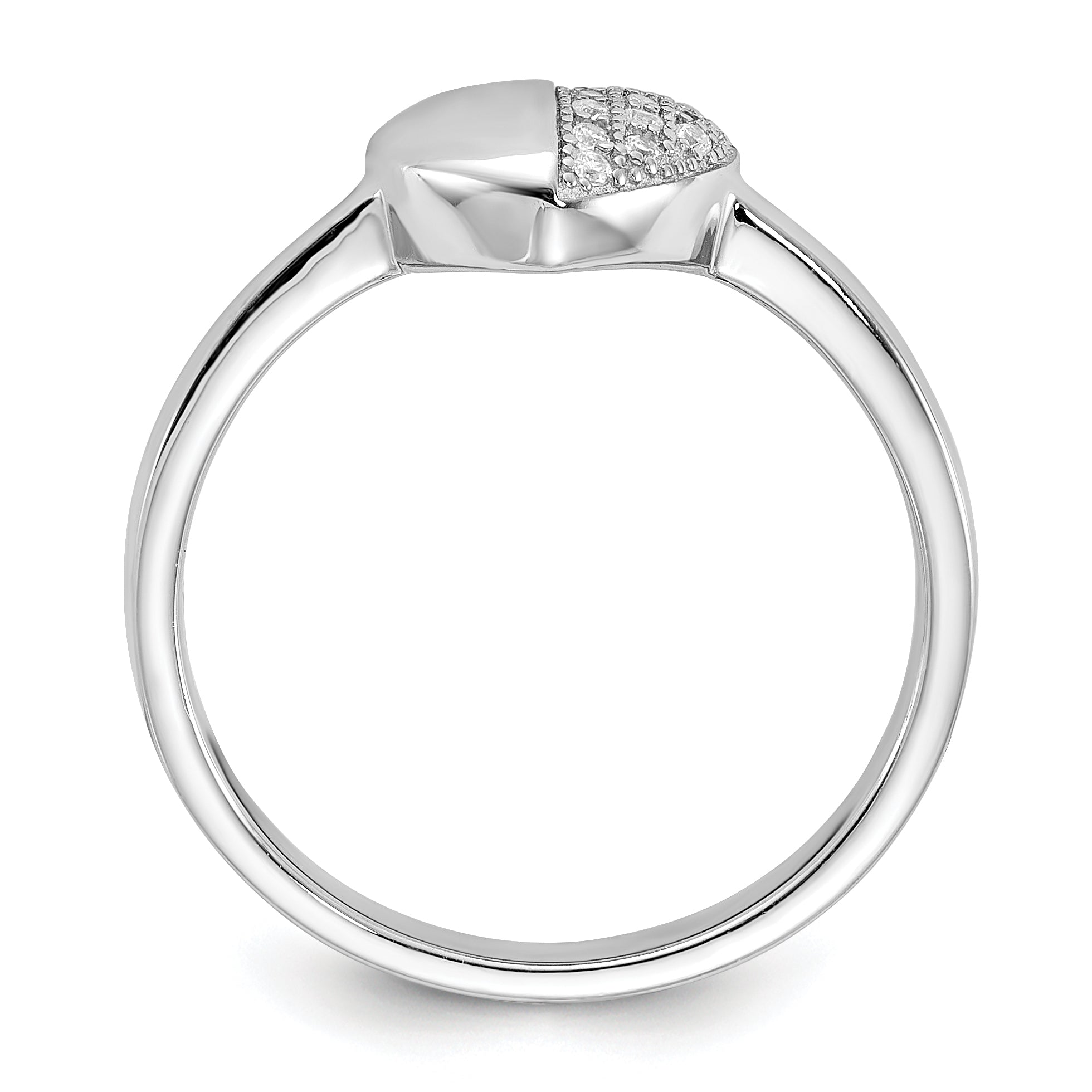Sterling Silver Rhodium-plated CZ  Polished Heart Ring Secondary image