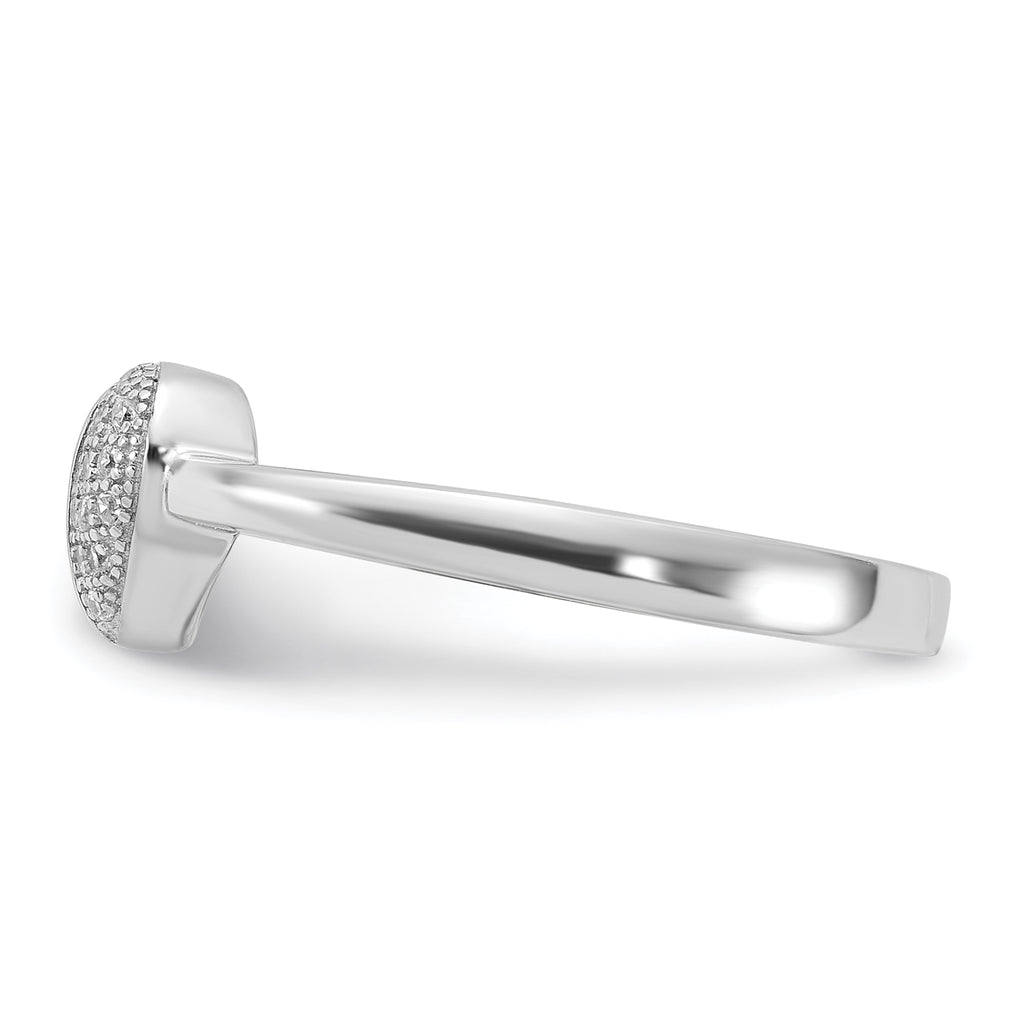 Sterling Silver Rhodium-plated CZ  Polished Heart Ring