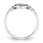 Sterling Silver Antiqued Heart with Celtic Knot Ring