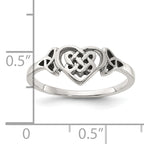 Sterling Silver Antiqued Heart with Celtic Knot Ring
