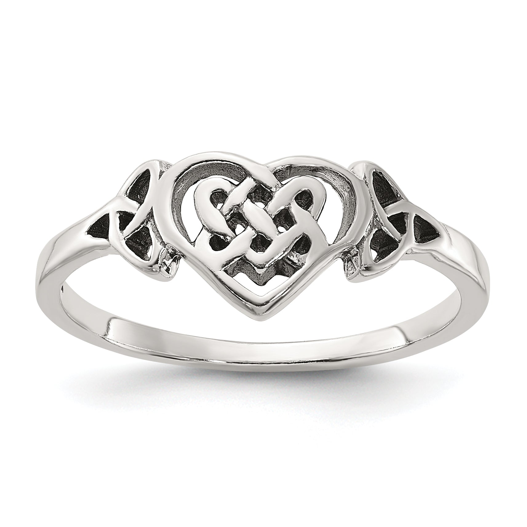 Sterling Silver Antiqued Heart with Celtic Knot Ring Main image