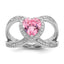 Sterling Silver Rhodium-Plated Clear and Pink Cubic Zirconi Heart Ring