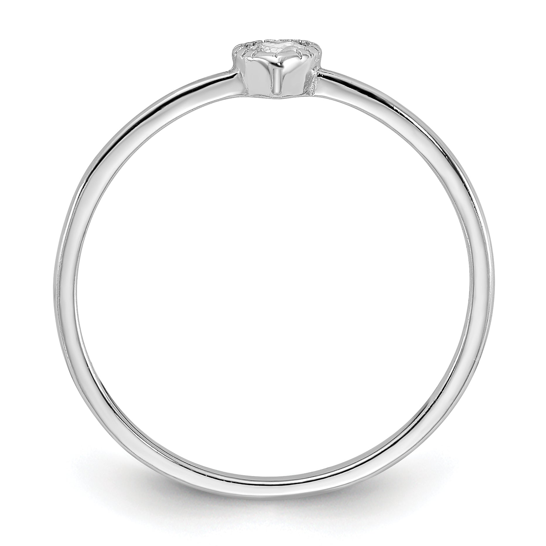 Sterling Silver Rhodium-plated CZ Heart Ring Secondary image