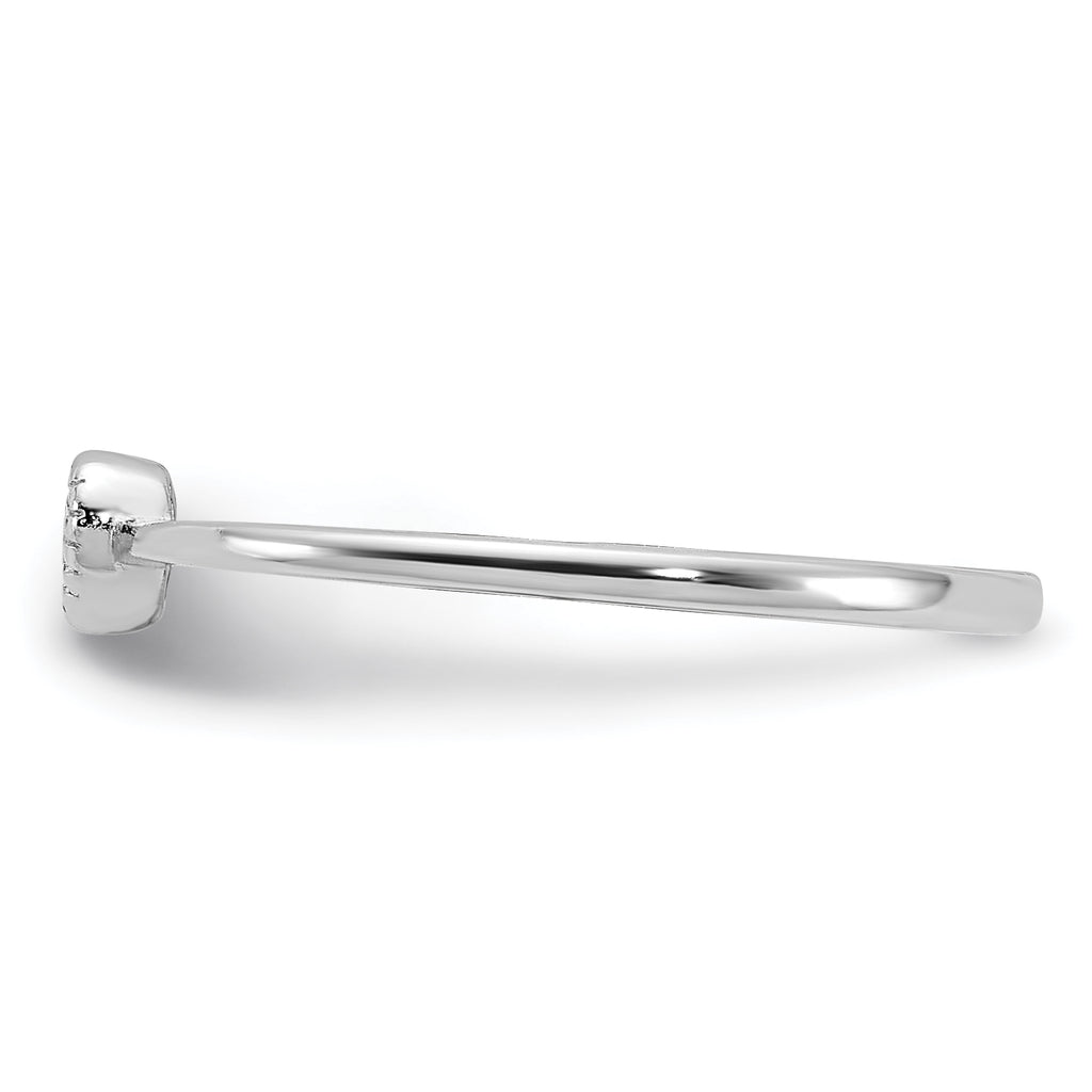 Sterling Silver Rhodium-plated CZ Heart Ring