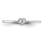 Sterling Silver Rhodium-plated CZ Heart Ring