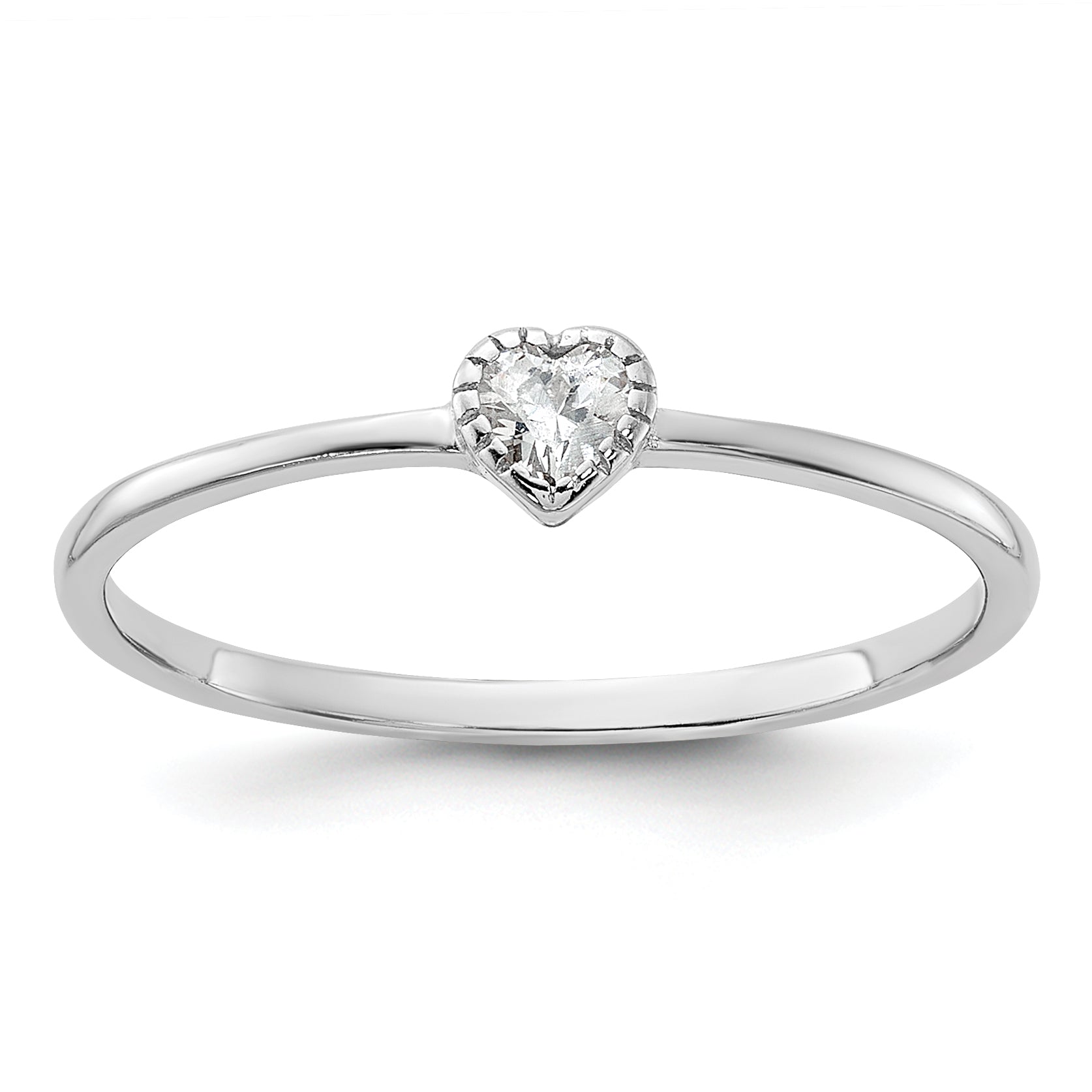 Sterling Silver Rhodium-plated CZ Heart Ring Main image