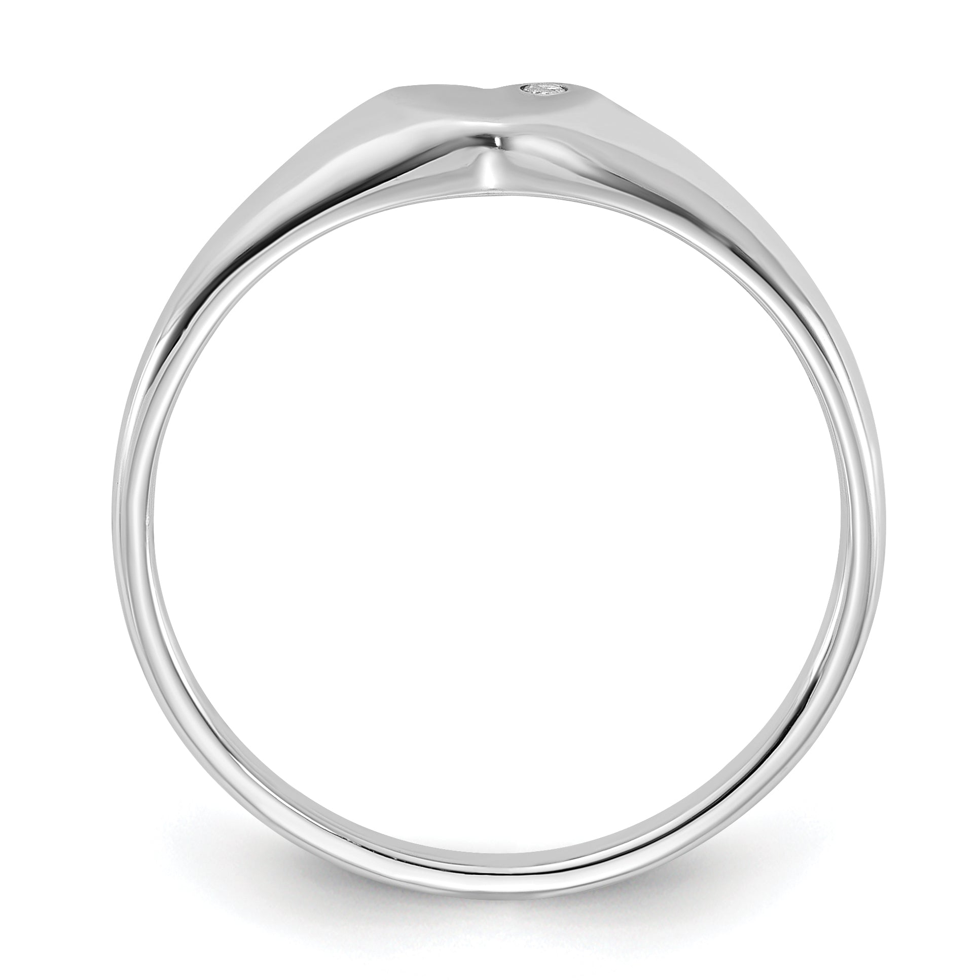 Sterling Silver Rhodium-plated CZ Heart Signet Ring Secondary image