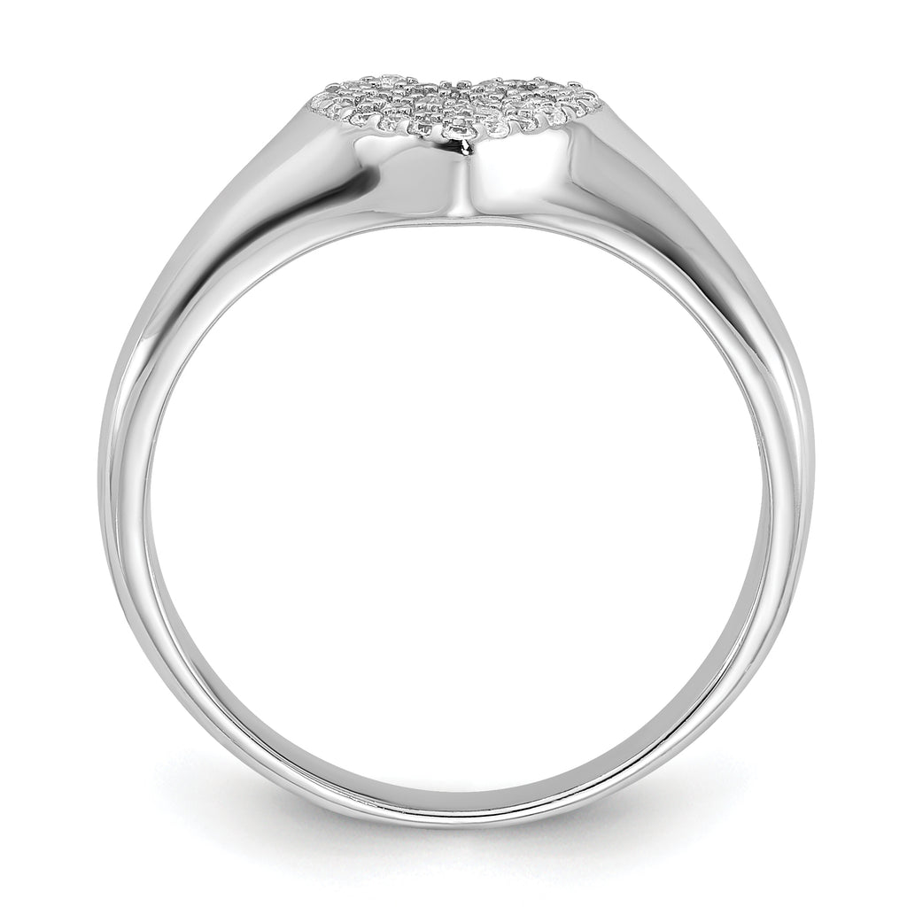 Sterling Silver Rhodium-Plated Micro Pave Cubic Zirconi Heart Ring