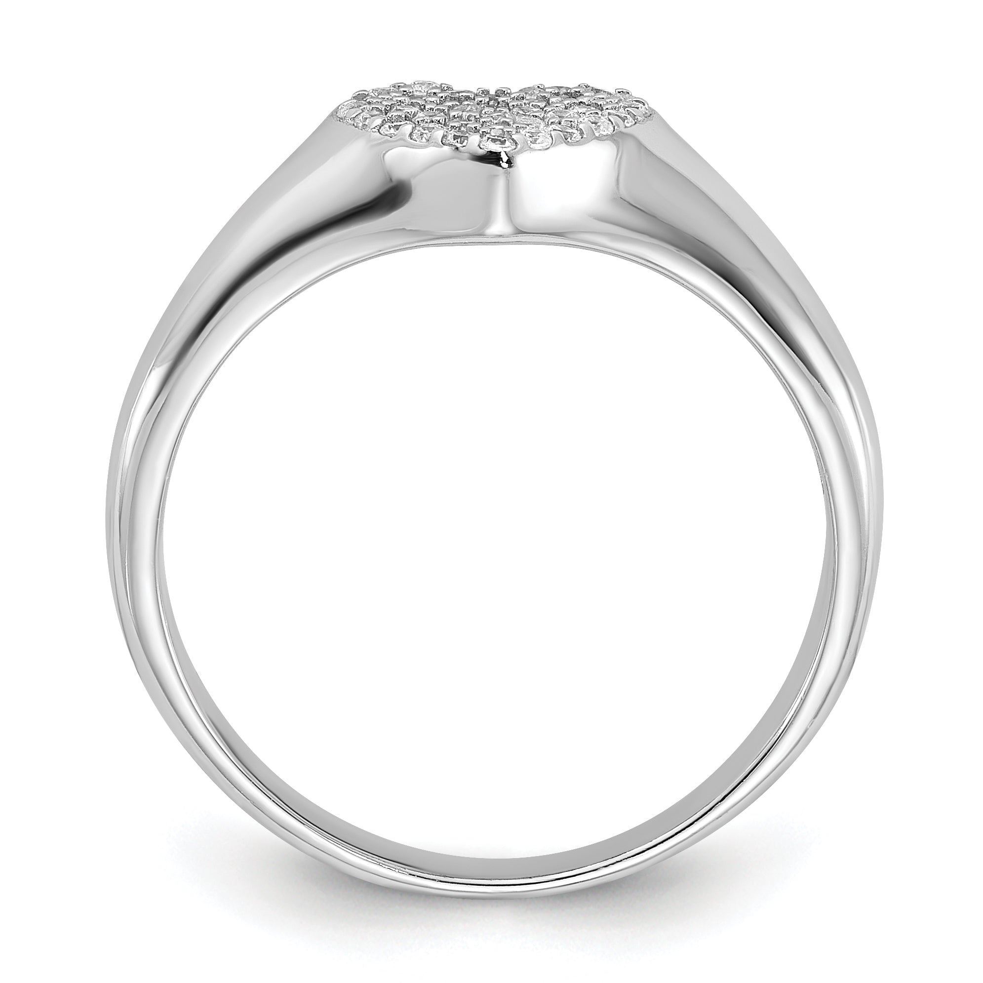 Sterling Silver Rhodium-Plated Micro Pave Cubic Zirconi Heart Ring