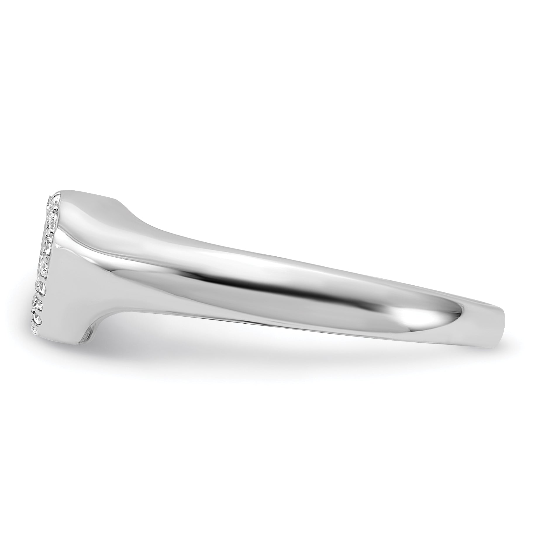 Sterling Silver Rhodium-Plated Micro Pave Cubic Zirconi Heart Ring