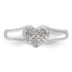 Sterling Silver Rhodium-Plated Micro Pave Cubic Zirconi Heart Ring