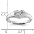 Sterling Silver Rhodium-Plated Micro Pave Cubic Zirconi Heart Ring