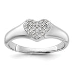 Sterling Silver Rhodium-Plated Micro Pave Cubic Zirconi Heart Ring