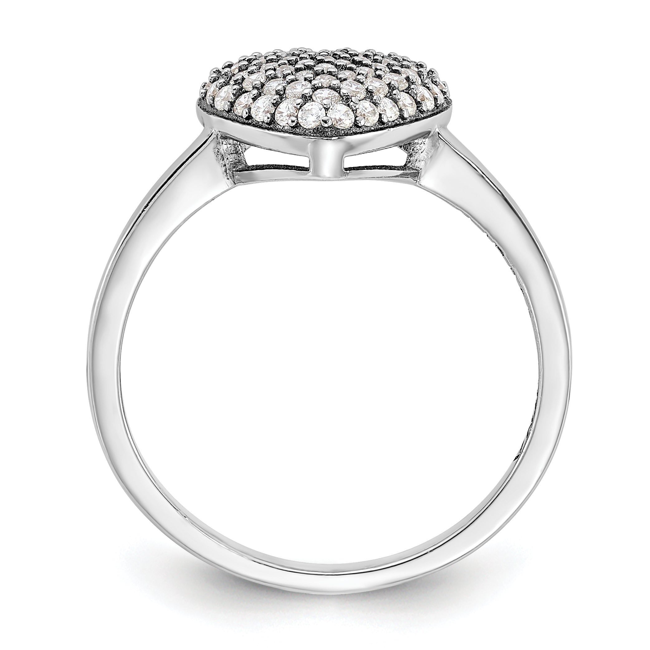 Sterling Silver Rhodium-plated Pave CZ Heart Ring Secondary image