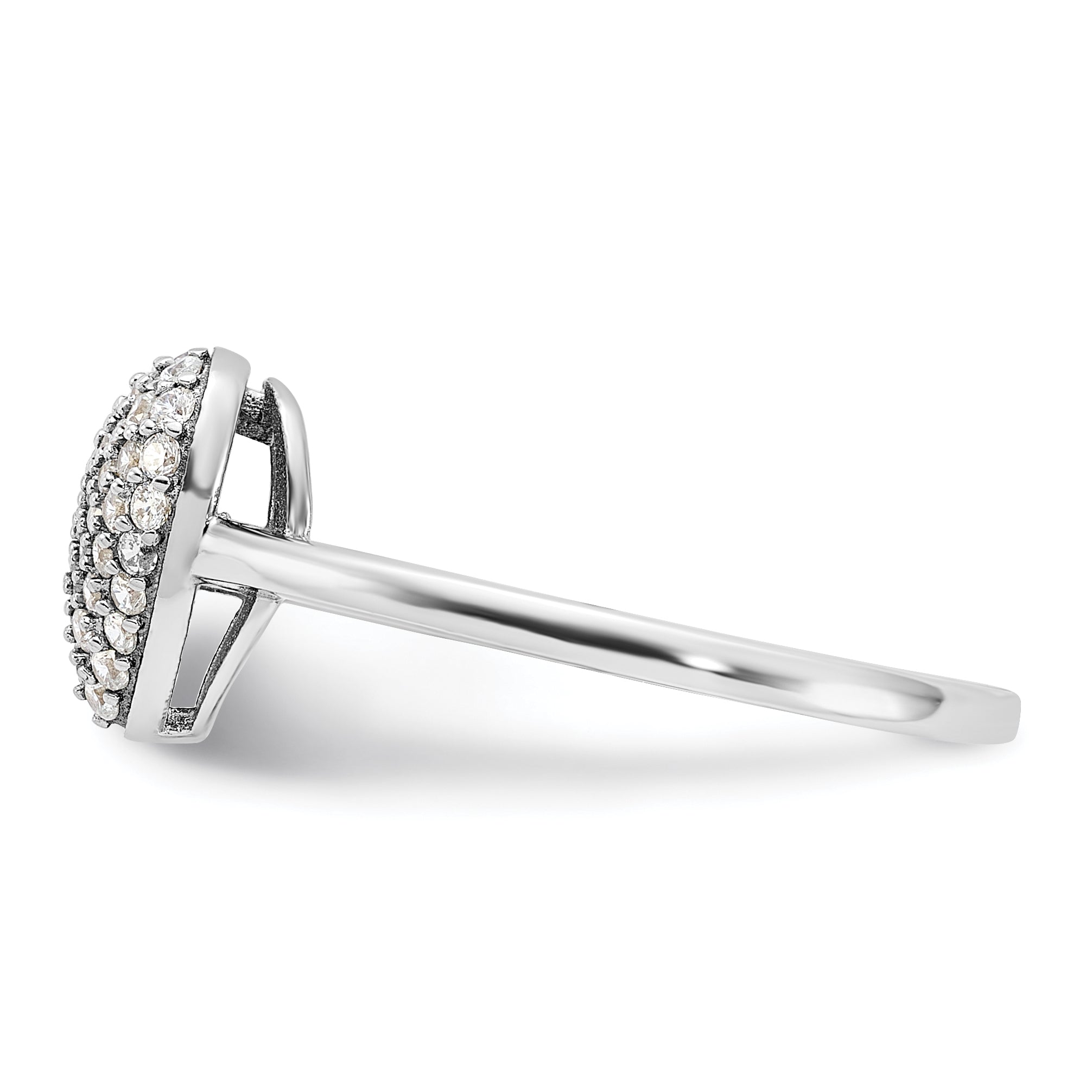 Sterling Silver Rhodium-plated Pave CZ Heart Ring