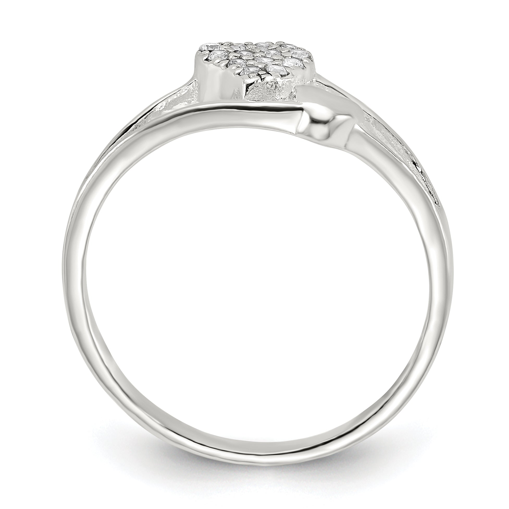Sterling Silver Polished CZ Double Heart Ring Secondary image