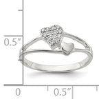 Sterling Silver Polished CZ Double Heart Ring