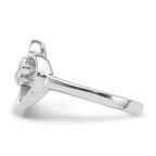 Sterling Silver Rhodium-plated CZ Open Heart Ring