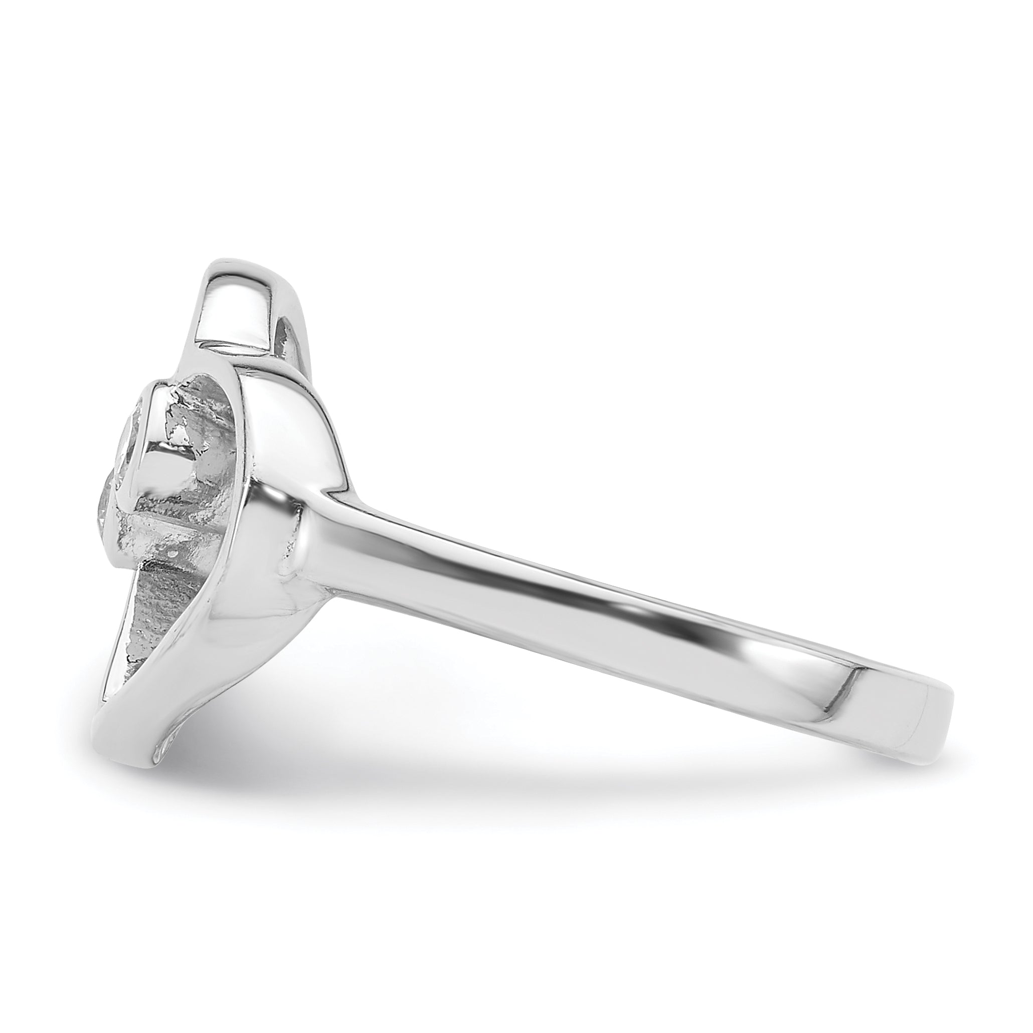 Sterling Silver Rhodium-plated CZ Open Heart Ring