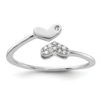 Sterling Silver Rhodium-plated CZ Double Heart Ring