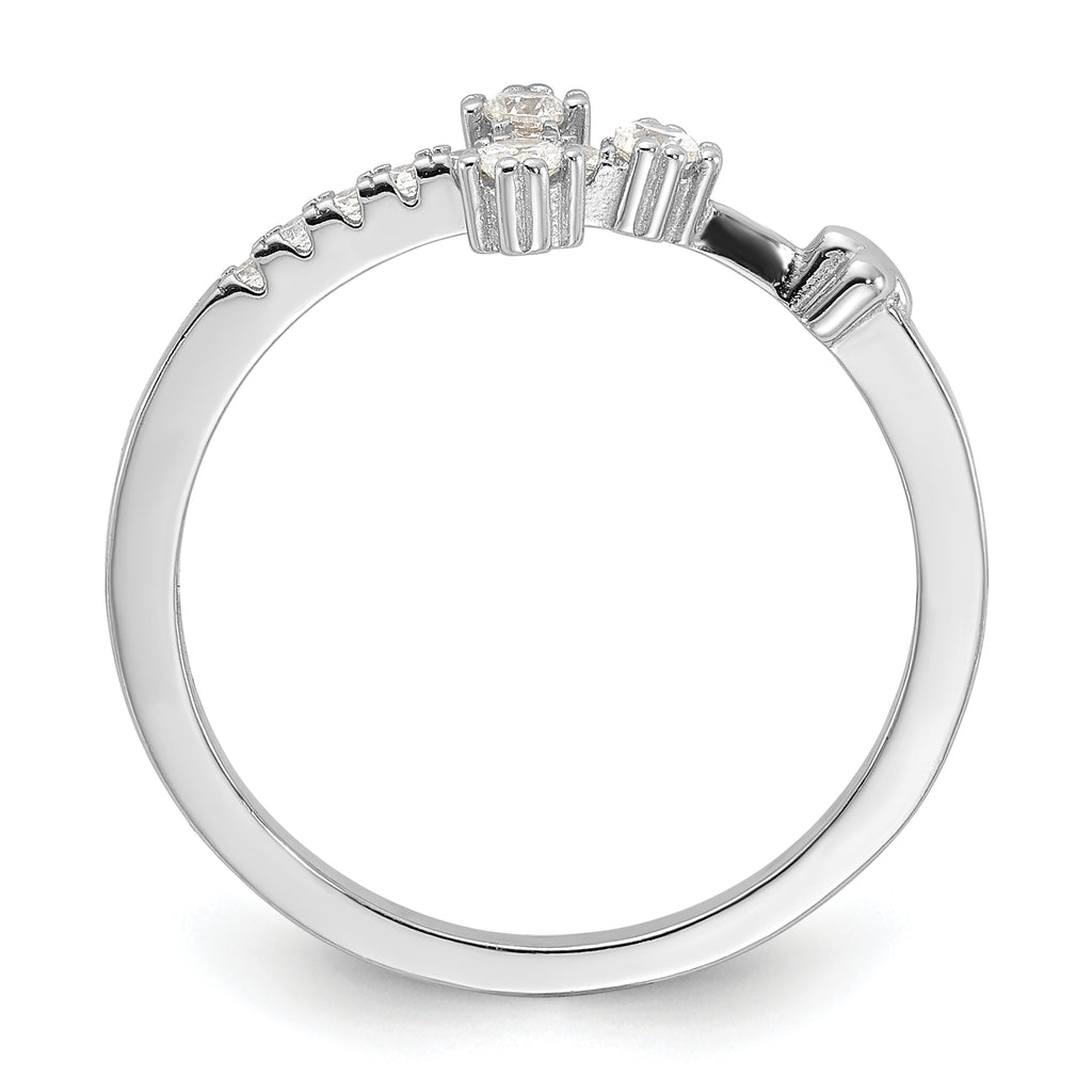 Sterling Silver Flash Platinum-plated CZ Cross Ring