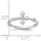 Sterling Silver Flash Platinum-plated CZ Cross Ring