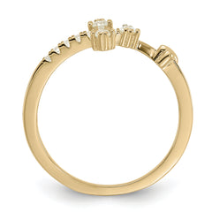 Sterling Silver Gold-tone CZ Cross Ring