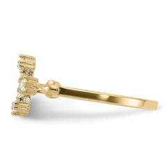 Sterling Silver Gold-tone CZ Cross Ring