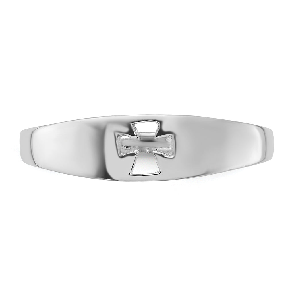 Sterling Silver Rhodium-Plated Polished Cut-out CroSterling Silver Ring