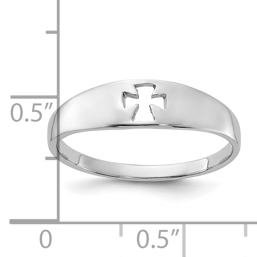 Sterling Silver Rhodium-Plated Polished Cut-out CroSterling Silver Ring