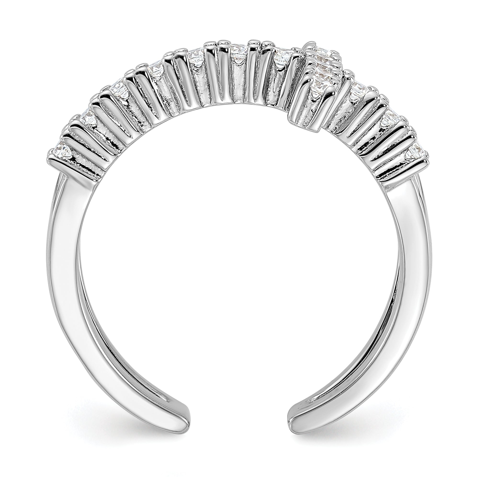 True Fire Sterling Silver Rhodium-plated Double Cross CZ Open Back Ring Secondary image