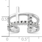 True Fire Sterling Silver Rhodium-plated Double Cross CZ Open Back Ring