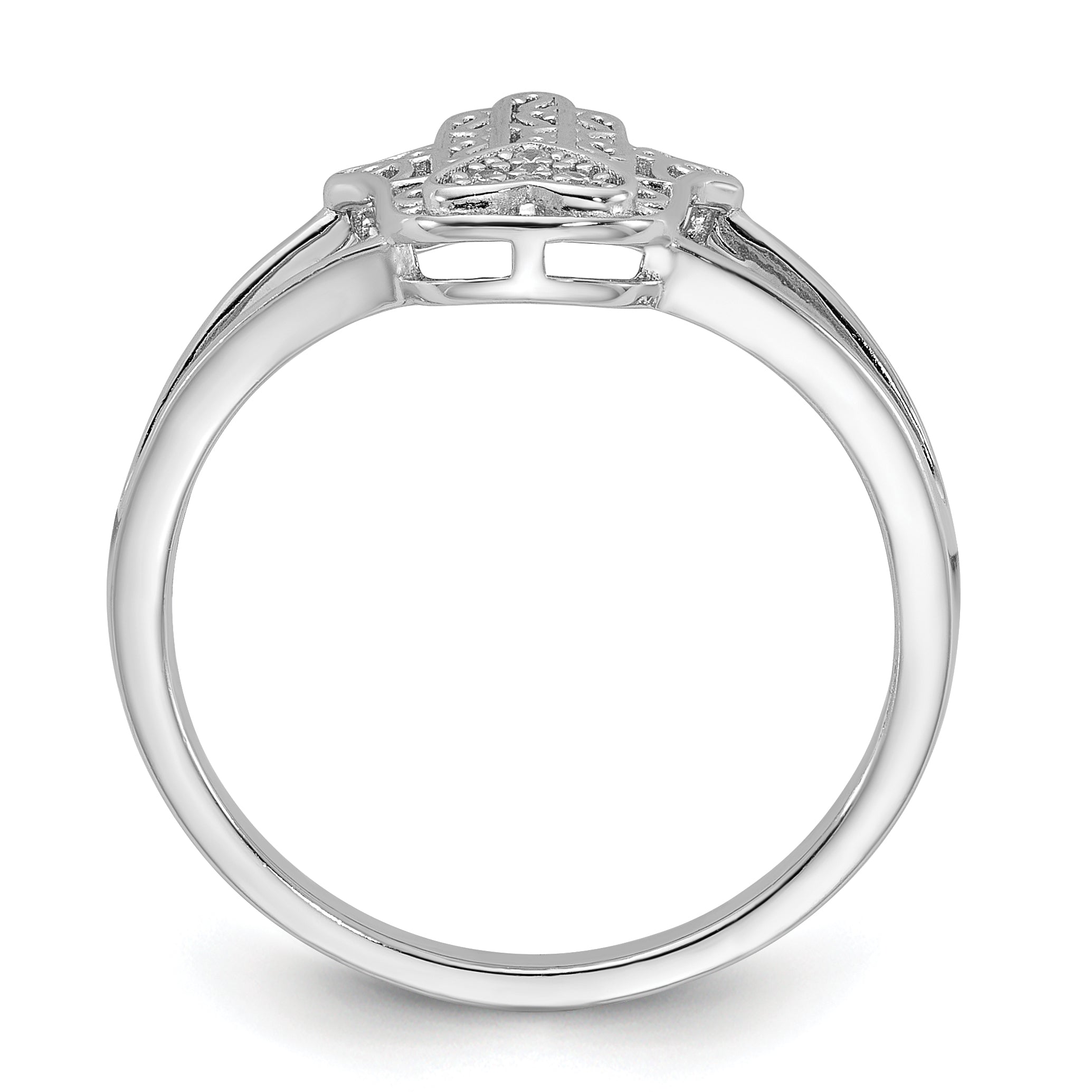 CZ Hamsa Heart Ring in Sterling Silver Secondary image