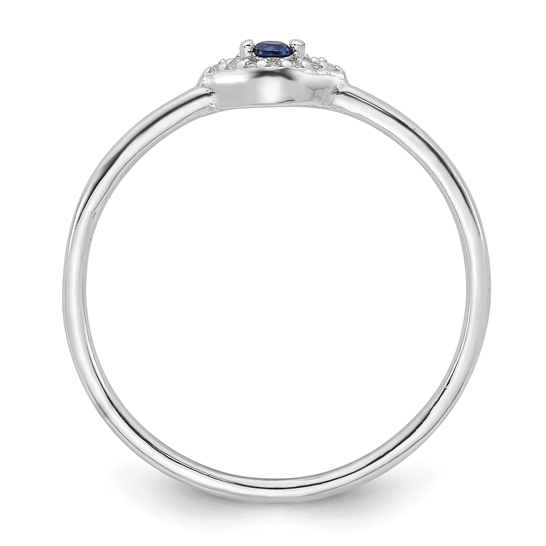 Sterling Silver Rhodium-plated Blue and Clear CZ Evil Eye Ring Secondary image