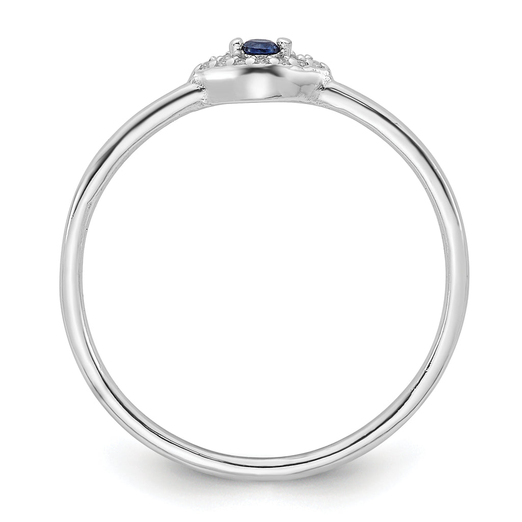 Sterling Silver Rhodium-plated Blue and Clear CZ Evil Eye Ring