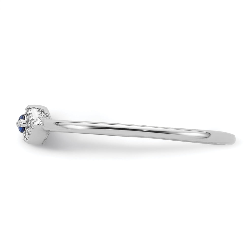 Sterling Silver Rhodium-plated Blue and Clear CZ Evil Eye Ring