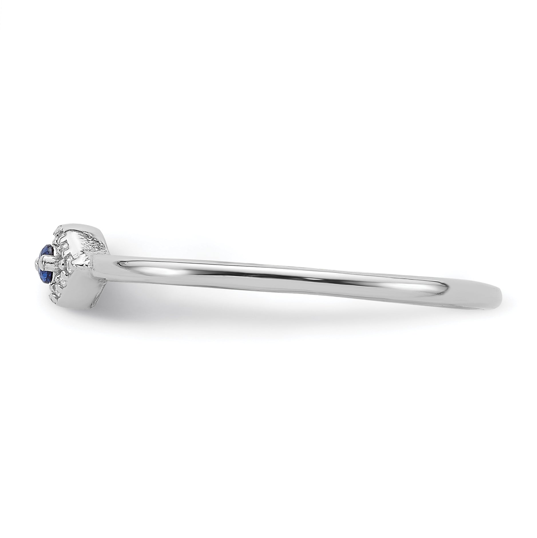 Sterling Silver Rhodium-plated Blue and Clear CZ Evil Eye Ring