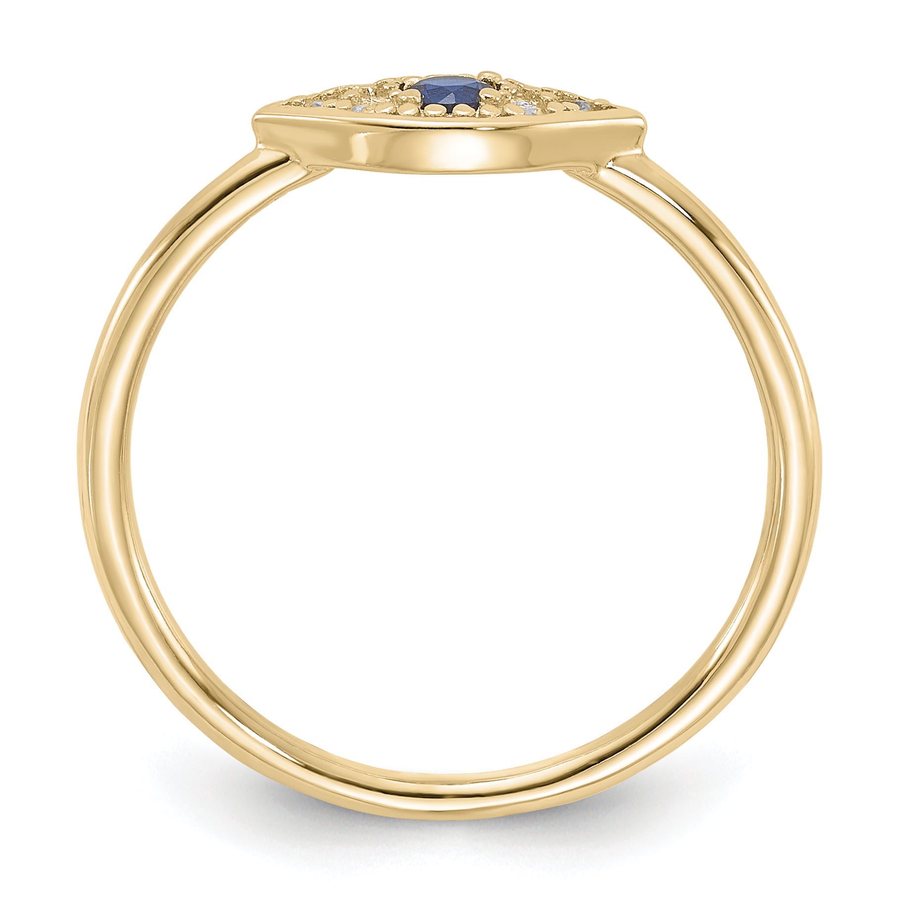 Sterling Silver Gold-tone Synthetic Blue Spinel CZ Evil Eye Ring Secondary image