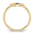 Sterling Silver Gold-tone Synthetic Blue Spinel CZ Evil Eye Ring