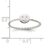 Sterling Silver Polished Smiley Face Twisted Ring