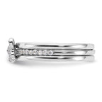 Sterling Silver Rhodium-plated Cubic Zirconi Butterfly Ring with Two Plain Bands 3 Ring Set