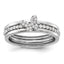 Sterling Silver Rhodium-plated Cubic Zirconi Butterfly Ring with Two Plain Bands 3 Ring Set