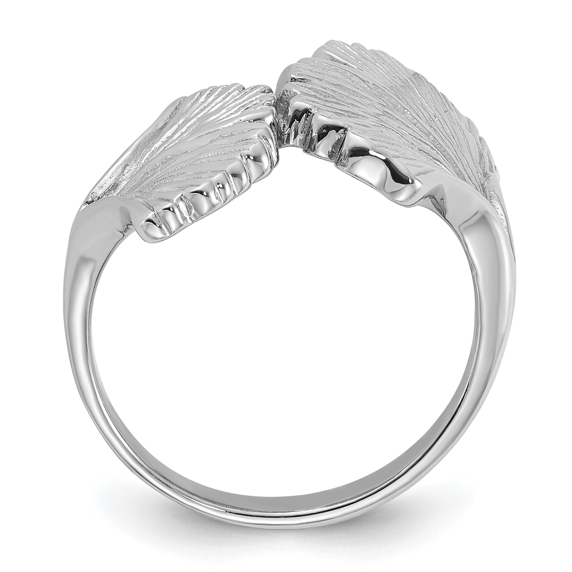 Sterling Silver Rhodium-Plated Polished Ginkgo Leaf Ring Secondary image