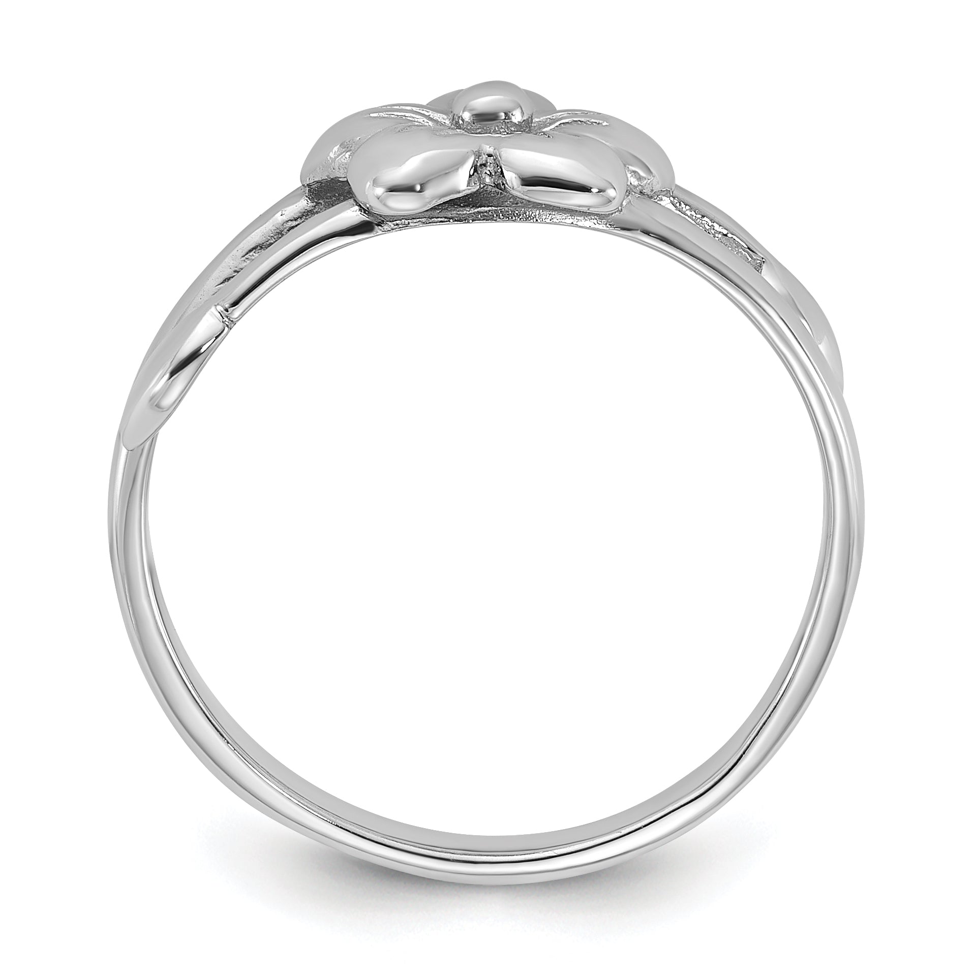 Sterling Silver Rhodium-Plated Polished Flower Ring Secondary image