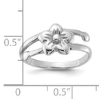 Sterling Silver Rhodium-Plated Polished Flower Ring