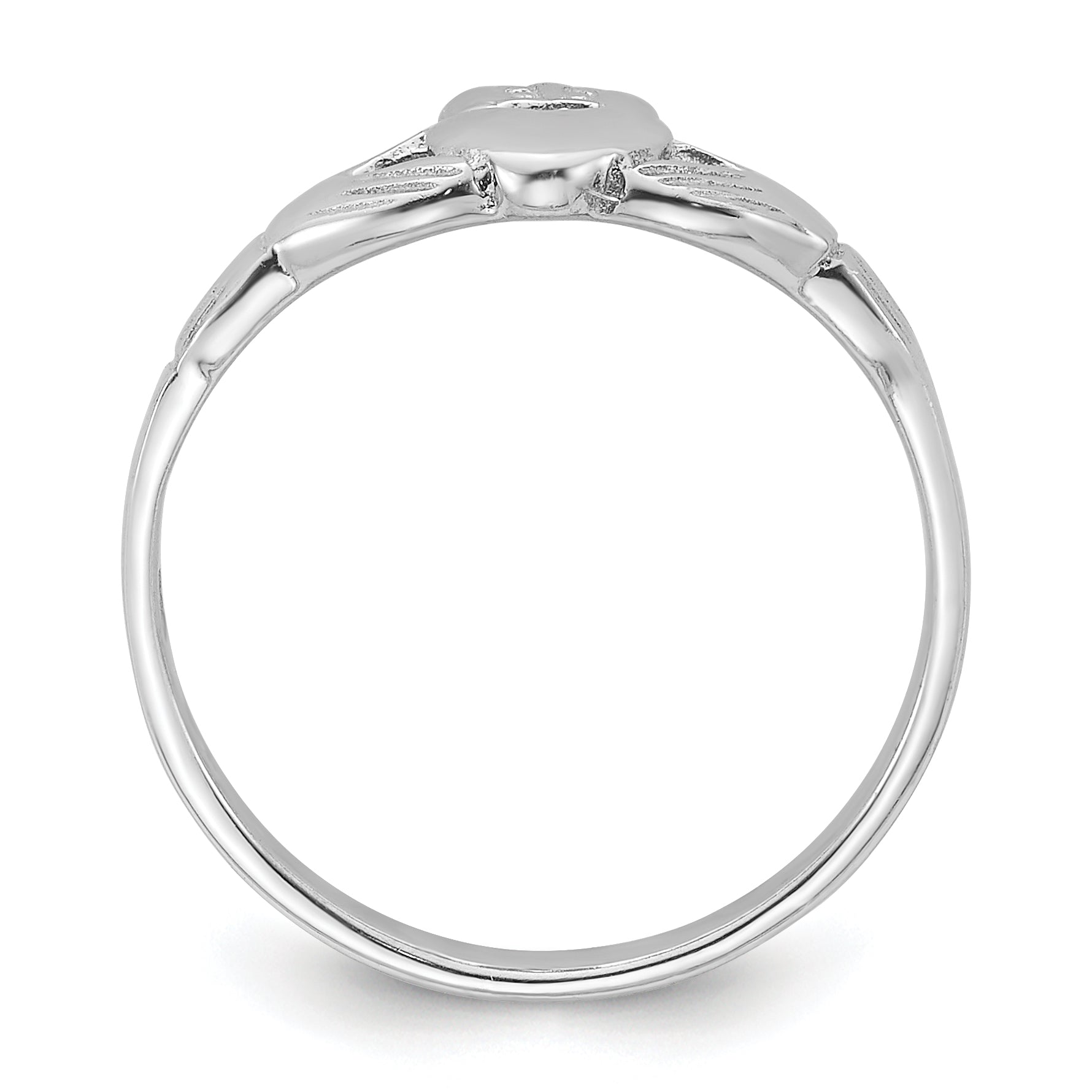 Sterling Silver Rhodium-plated Claddagh Ring Secondary image