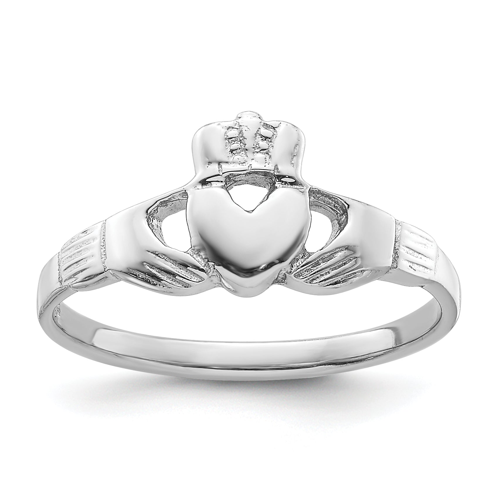 Sterling Silver Rhodium-plated Claddagh Ring Main image