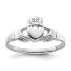 Sterling Silver Rhodium-plated Claddagh Ring