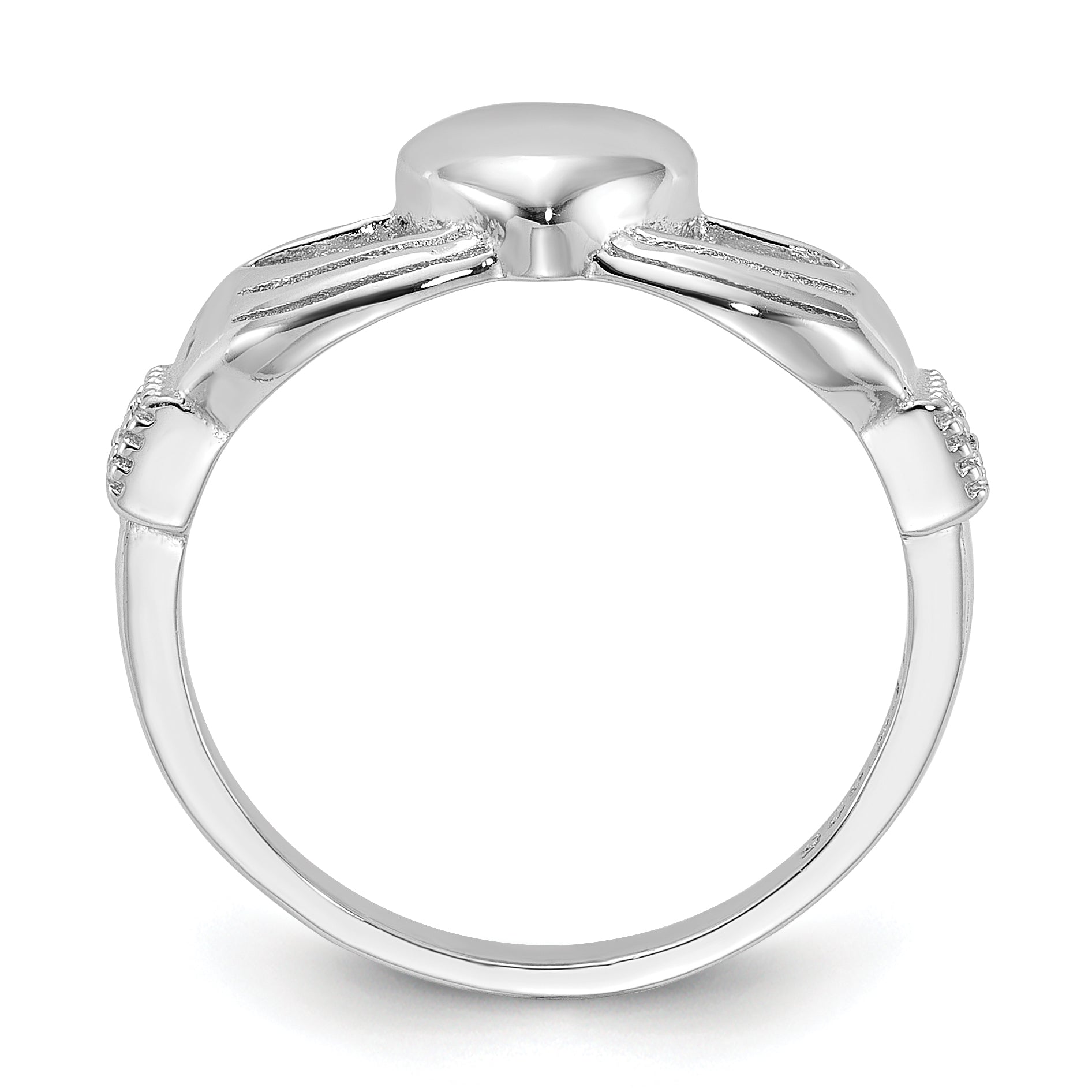 Sterling Silver Rhodium-plated CZ Claddagh Ring Secondary image